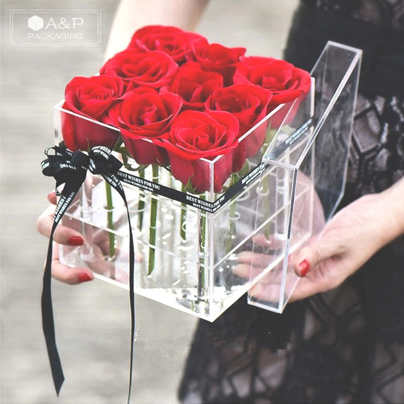 transparent acrylic flower gift box photos